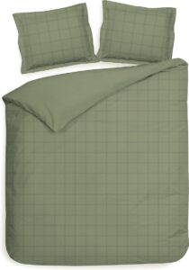 Heckettlane Dekbedovertrek Diamante - Bedlinnen - 260x220 - Groen - Dekbedhoes van 100% Katoen-Satijn