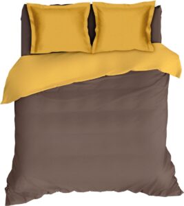 Warme Flanel Dekbedovertrek Uni Bruin/Oker | 270x200/220 | Heerlijk Zacht En Soepel | Ideaal Tegen De Kou
