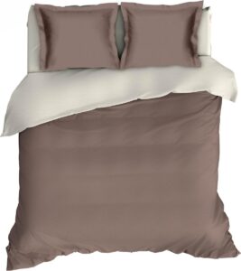 Warme Flanel Dekbedovertrek Uni Taupe/Ecru | 240x200/220 | Heerlijk Zacht En Soepel | Ideaal Tegen De Kou