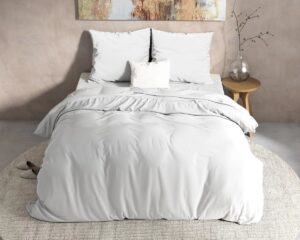 Warme flanel dekbedovertrek uni wit - 200x200/220 (tweepersoons) - heerlijk zacht en comfortabel - luxe uitstraling - donsachtig laagje - ideaal tegen kou - zalig slapen