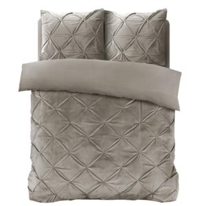 Dekbedovertrek Velvet Pintuck - Tweepersoons (200x200 cm) - Zand Microvezel - Dessin: Patroon - Sleeptime - Dekbed-Discounter.nl