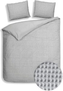 Premium dekbedovertrek wafel katoen grijs - 240x200/220 (lits-jumeaux) - stijlvol en tijdloos - zacht en ademend - extra fijn geweven - zware kwaliteit