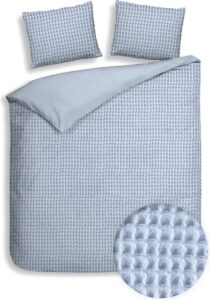 Premium dekbedovertrek wafel katoen ijsblauw - 240x200/220 (lits-jumeaux) - stijlvol en tijdloos - zacht en ademend - extra fijn geweven - zware kwaliteit