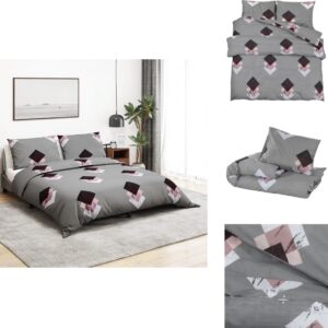 vidaXL Dekbed - Dekbedden - Dekbedovertrek - Overtrek - Dekbedovertrekset 260x220 cm katoen grijs