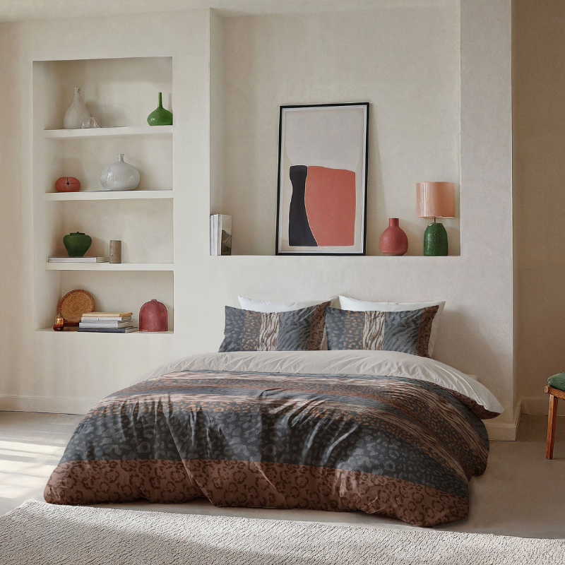 Dekbedovertrek Animal Stripes - Eenpersoons (140x200 Cm) - Beige Microvezel - - Byrklund - Dekbed-Discounter.nl