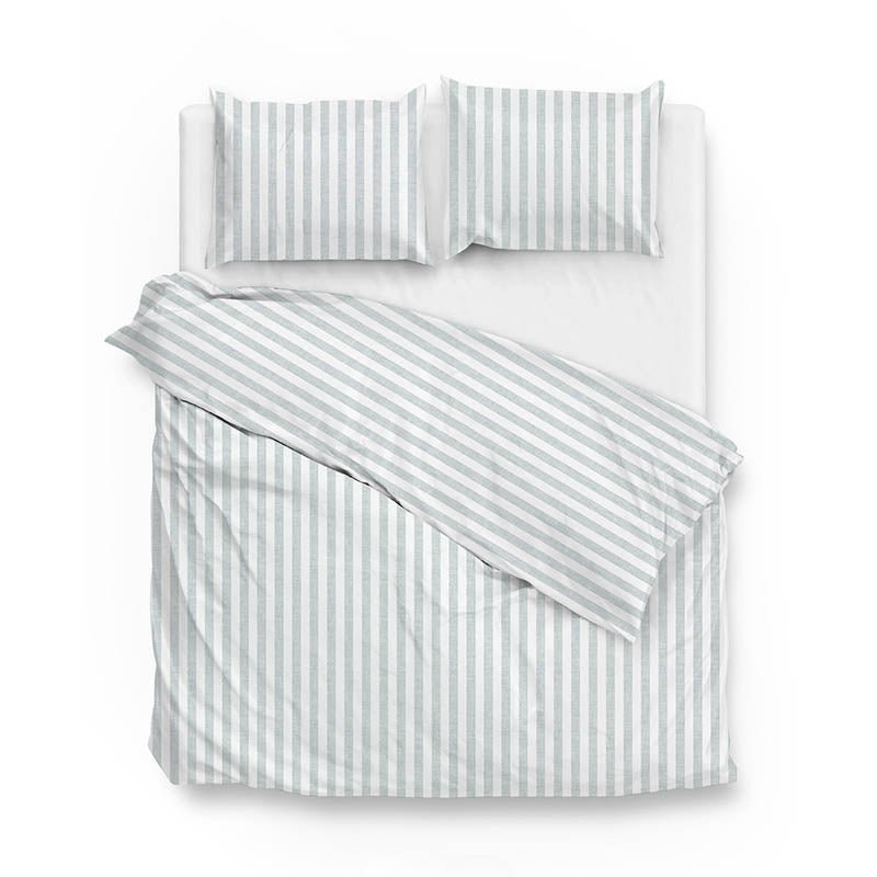 Dekbedovertrek Banda Di Lino - Mint Green - Tweepersoons (200x200 Cm) - Mint Groen Katoen - Strepen - Zo!Home - Dekbed-Discounter.nl