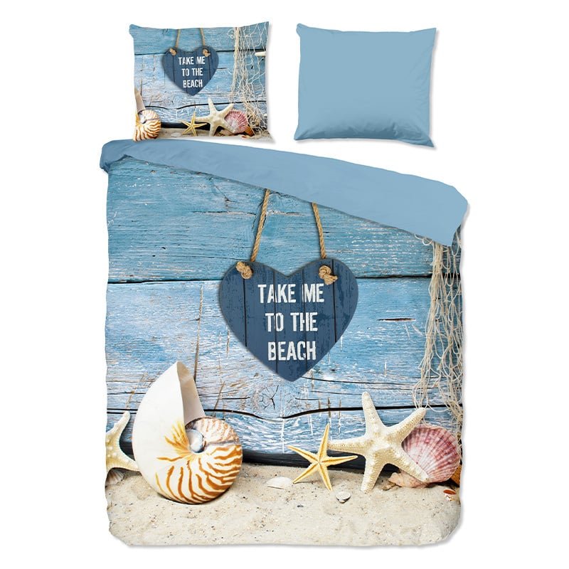 Dekbedovertrek Beach - Eenpersoons (140x200 Cm) - Blauw Microvezel - Natuur - Pure - Dekbed-Discounter.nl