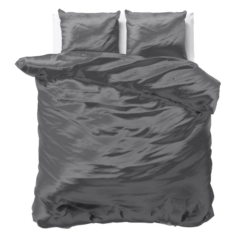 Dekbedovertrek Beauty Skin Care - Antraciet - Eenpersoons (140x200 Cm) - Antraciet Microvezel - Effen - Sleeptime - Dekbed-Discounter.nl