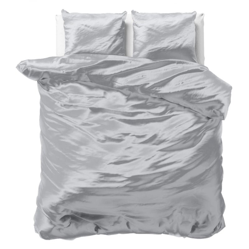Dekbedovertrek Beauty Skin Care - Zilver - Lits-Jumeaux (240x220 Cm) - Grijs Microvezel - Effen - Sleeptime - Dekbed-Discounter.nl