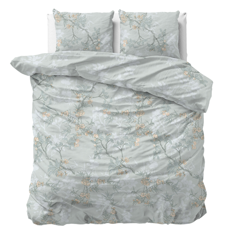 Dekbedovertrek Blossom - Eenpersoons (140x200 Cm) - Taupe Microvezel - Natuur - Sleeptime - Dekbed-Discounter.nl