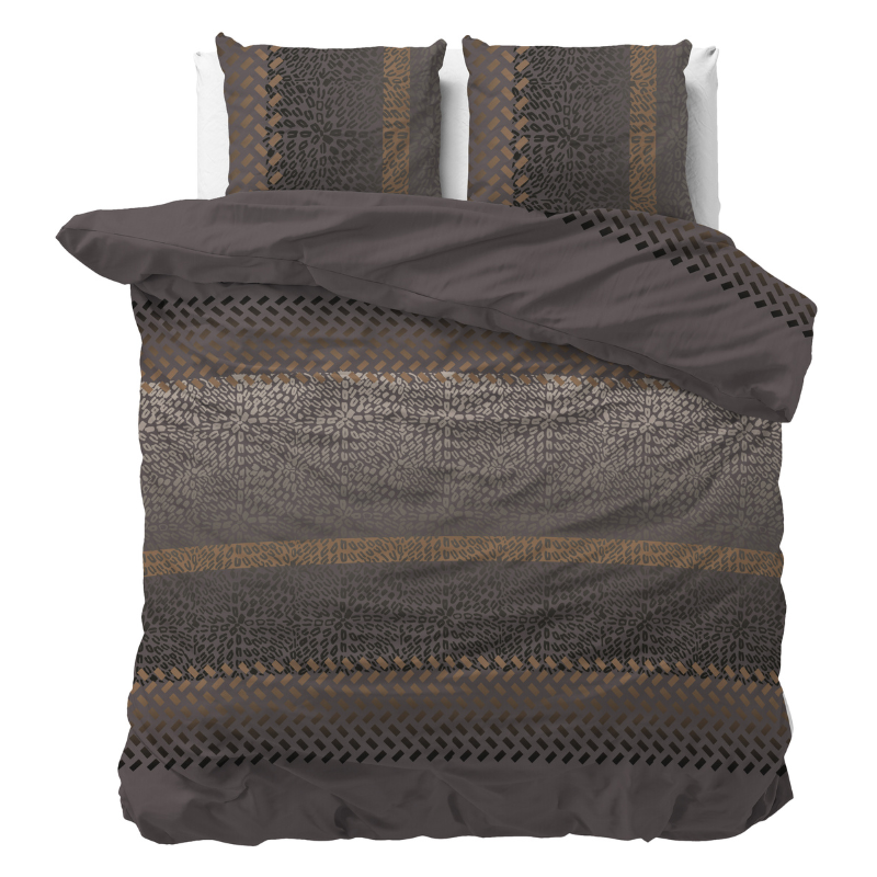 Dekbedovertrek - Brownie Leopard - Lits-Jumeaux (240x220 Cm) - Wit Microvezel - - Sleeptime Classy - Dekbed-Discounter.nl
