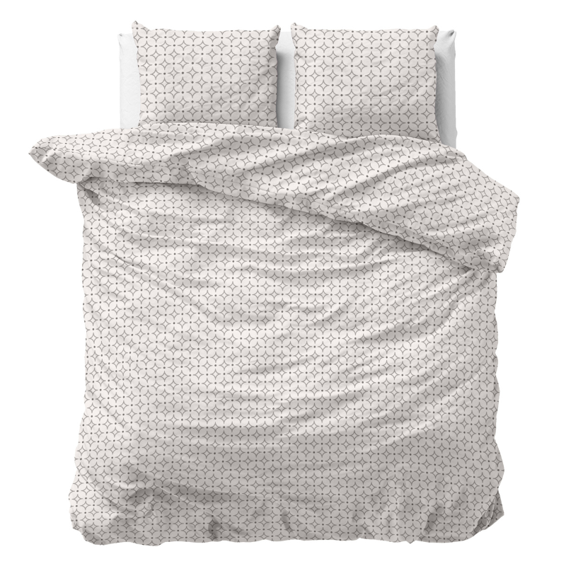 Dekbedovertrek Check It - Tweepersoons (200x200 Cm) - Taupe Microvezel - Natuur - Sleeptime - Dekbed-Discounter.nl