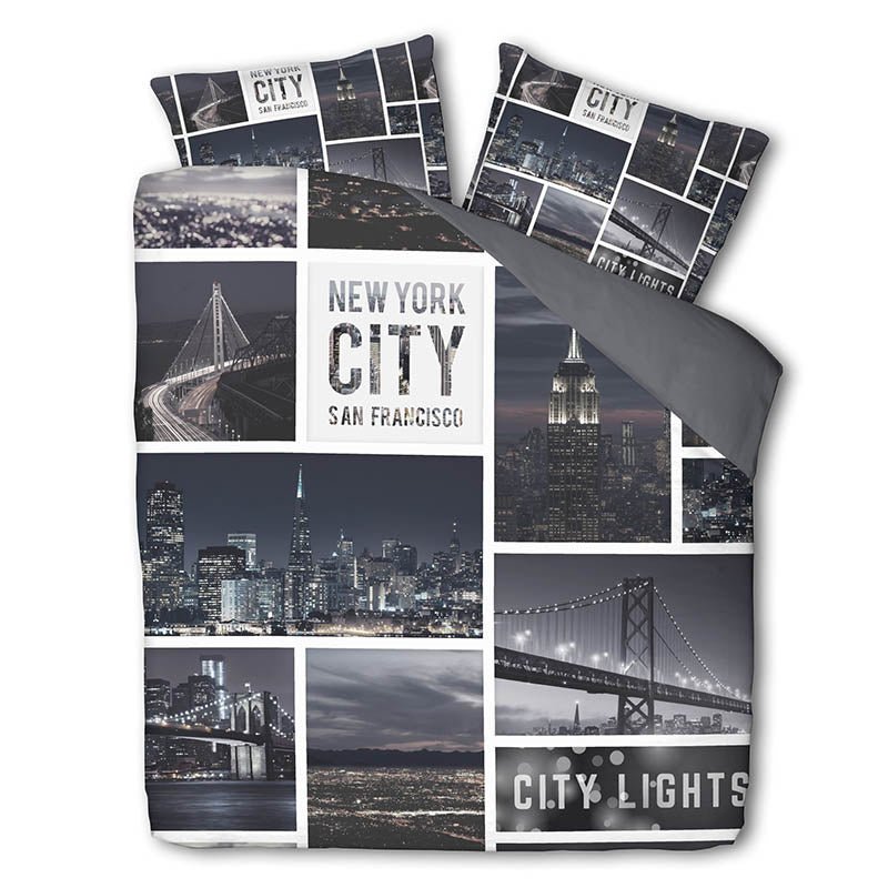 Dekbedovertrek City Lights - Eenpersoons (140x200 Cm) - Meerkleurig Polyester-katoen - Landschap - Fresh And Co - Dekbed-Discounter.nl