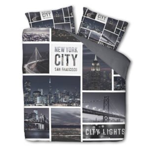 Dekbedovertrek City Lights - Tweepersoons (200x200 Cm) - Meerkleurig Polyester-katoen - Landschap - Fresh And Co - Dekbed-Discounter.nl