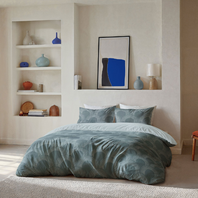 Dekbedovertrek Curved Space - Tweepersoons (200x200 Cm) - Groen Microvezel - - Byrklund - Dekbed-Discounter.nl