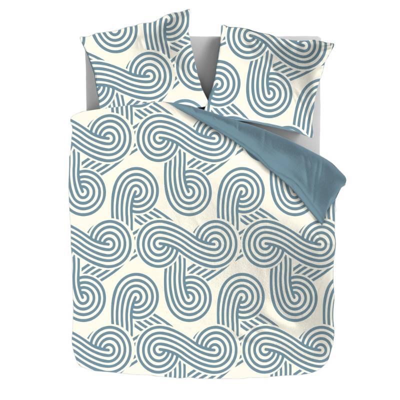 Dekbedovertrek Curvy Lines - Tweepersoons (200x200 Cm) - Meerkleurig Microvezel - - Fresh And Co - Dekbed-Discounter.nl