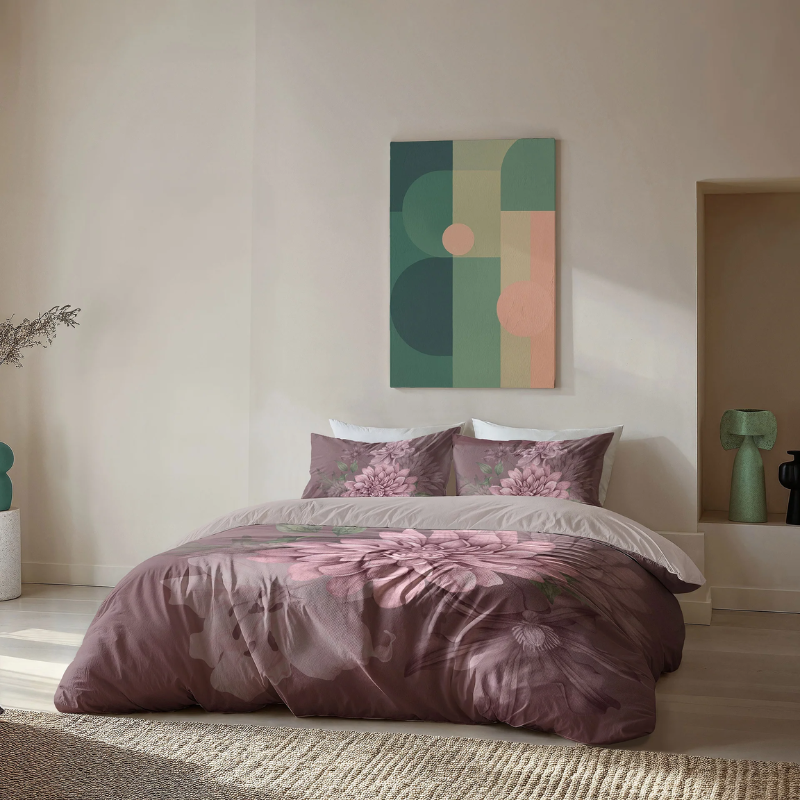 Dekbedovertrek Dahlia Dreams - Lits-Jumeaux (240x220 Cm) - Roze Microvezel - - Byrklund - Dekbed-Discounter.nl