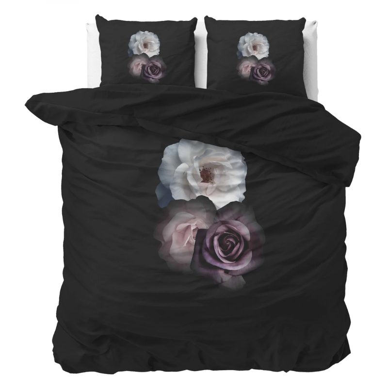 Dekbedovertrek Deep Flowers - Tweepersoons (200x200 Cm) - Groen Microvezel - Bloemen - Sleeptime Essentials - Dekbed-Discounter.nl