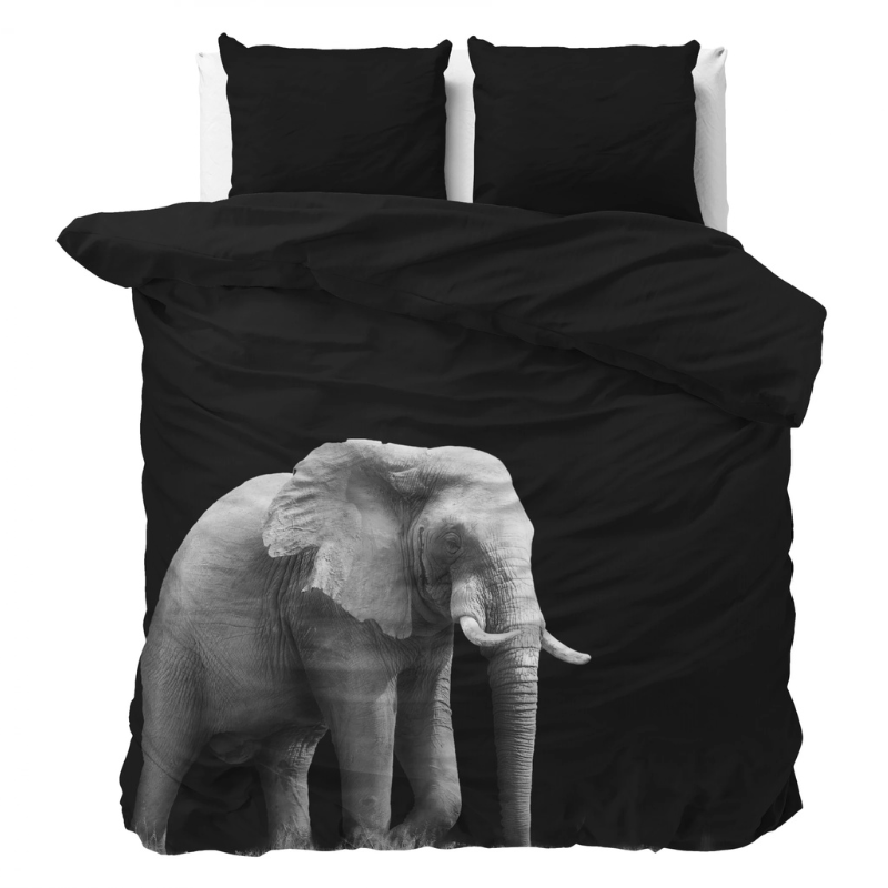 Dekbedovertrek Elephant - Tweepersoons (200x200 Cm) - Zwart Microvezel - Dieren - Sleeptime Essentials - Dekbed-Discounter.nl