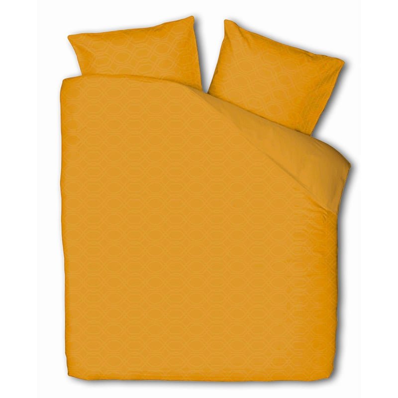 Dekbedovertrek Embossed Art Deco - Okergeel - Lits-Jumeaux (240x220 Cm) - Okergeel Microvezel - Effen - Fresh And Co - Dekbed-Discounter.nl