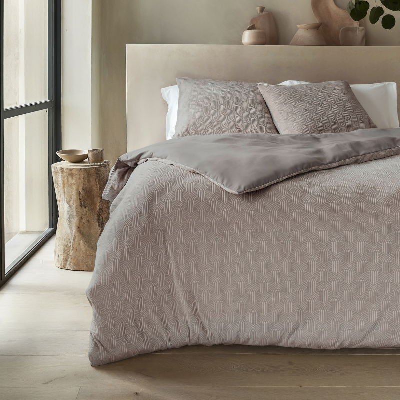 Dekbedovertrek Flanel Art - Taupe - Tweepersoons (200x200 Cm) - - - Sleeptime - Dekbed-Discounter.nl