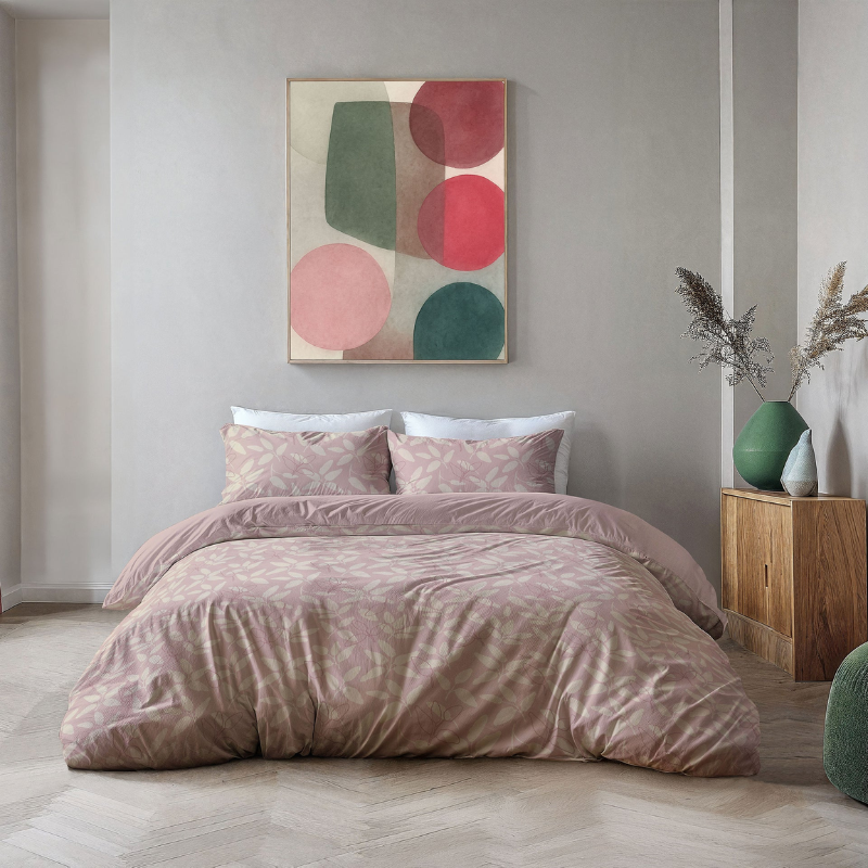Dekbedovertrek Fresh Garden - Lits-Jumeaux (240x220 Cm) - Roze Microvezel - - Byrklund - Dekbed-Discounter.nl