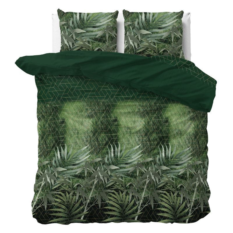 Dekbedovertrek - Green Art Soft - Lits-Jumeaux (240x220 Cm) - Groen Microvezel - Natuur - Sleeptime Classy - Dekbed-Discounter.nl