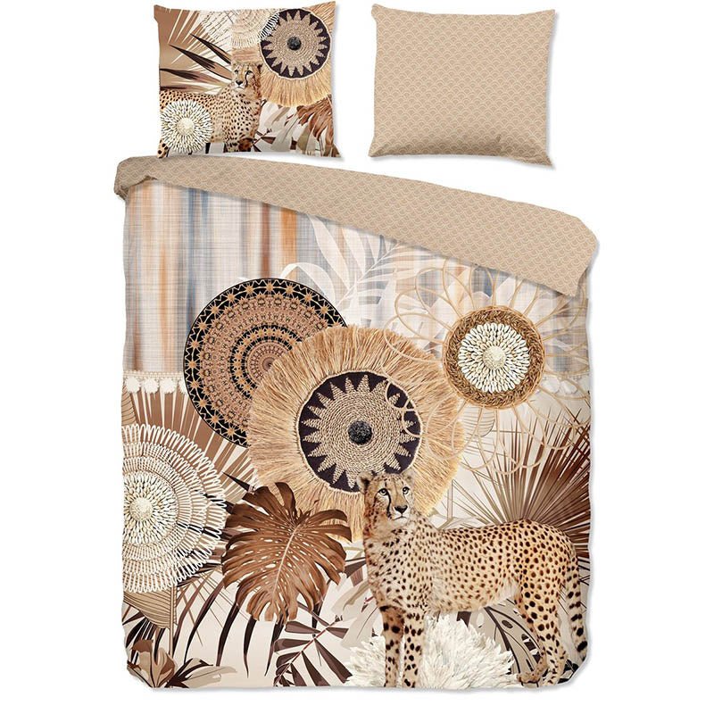 Dekbedovertrek HIP - Katoen-Satijn - Raeni - Eenpersoons (140x200 Cm) - Meerkleurig & Beige Katoen-satijn Katoen - Natuur & Bloemen & Dieren - HIP - Dekbed-Discounter.nl