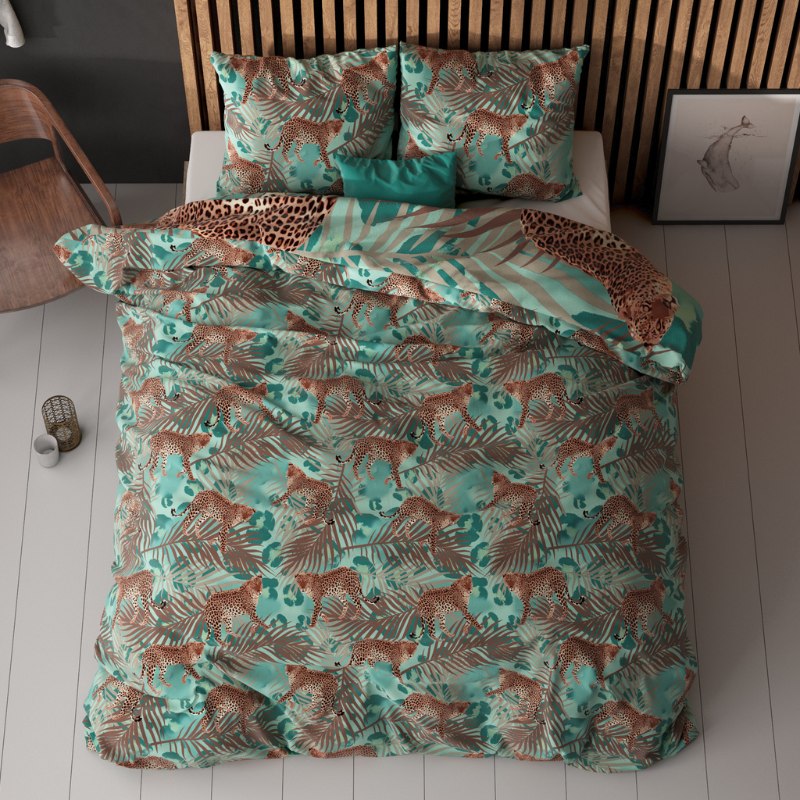 Dekbedovertrek - Hasta - Eenpersoons (140x200 Cm) - Groen Microvezel - - Sleeptime Classy - Dekbed-Discounter.nl