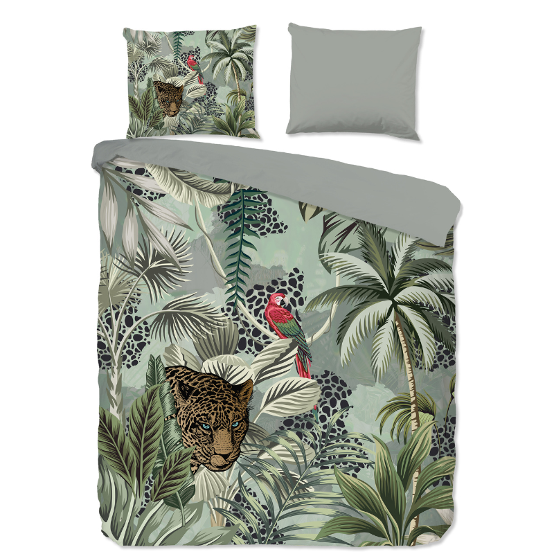 Dekbedovertrek Isla - Tweepersoons (200x200 Cm) - Groen & Meerkleurig Microvezel - Natuur & Dieren - Pure - Dekbed-Discounter.nl