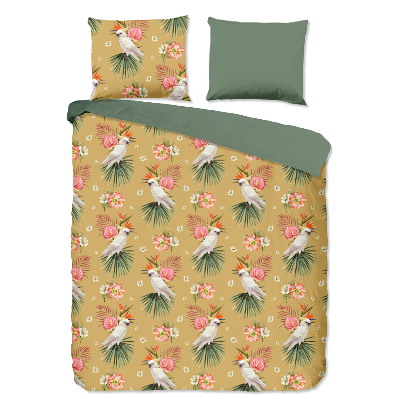 Dekbedovertrek Kakatoe - Lits-Jumeaux (240x220 Cm) - Meerkleurig Microvezel - Bloemen & Dieren - Pure - Dekbed-Discounter.nl