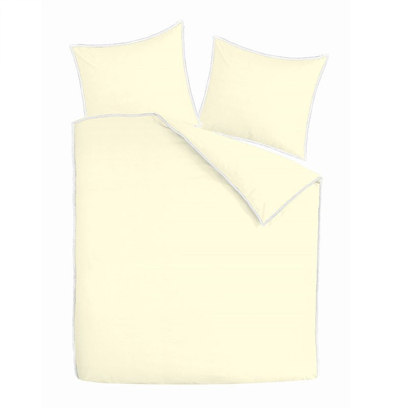 Dekbedovertrek Katoen - Amalfi - Lits-Jumeaux (240x220 Cm) - Overlock Creme Katoen-satijn - Effen - Dekbed Discounter - Dekbed-Discounter.nl