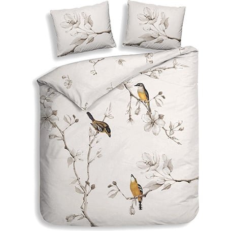 Dekbedovertrek Katoen - Birdie - Lits-Jumeaux XL (260x200 Cm) - Off-white Katoen - Natuur & Dieren - Heckett Lane - Dekbed-Discounter.nl