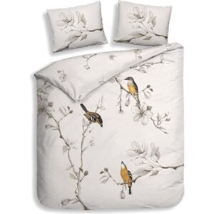 Dekbedovertrek Katoen - Birdie - Tweepersoons (200x200 Cm) - Off-white Katoen - Natuur & Dieren - Heckett Lane - Dekbed-Discounter.nl