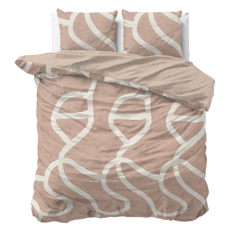 Dekbedovertrek Katoen - Clay Contours - Eenpersoons (140x200 Cm) - Katoen - - Sleeptime Pure - Dekbed-Discounter.nl