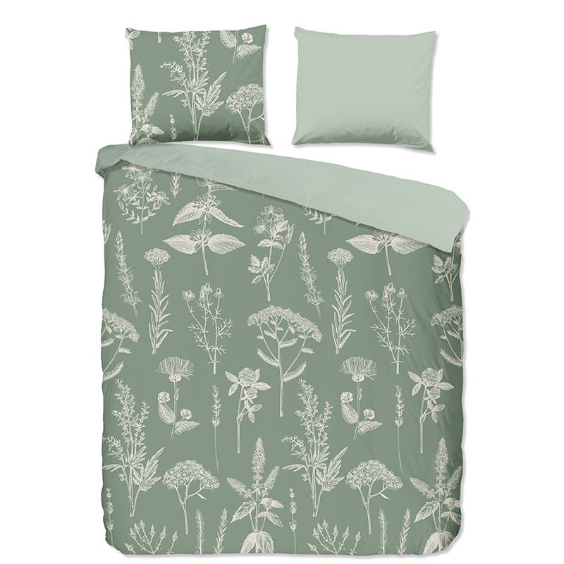 Dekbedovertrek Katoen-Flanel - Herbs - Eenpersoons (140x200 Cm) - Meerkleurig Katoen Flanel - Natuur & Bloemen - Good Morning - Dekbed-Discounter.nl