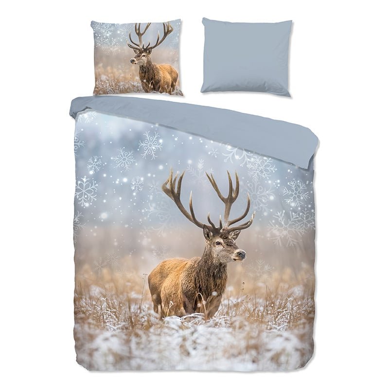 Dekbedovertrek Katoen-Flanel - Jolly - Tweepersoons (200x200 Cm) - Blauw Katoen Flanel - Natuur & Dieren - Good Morning - Dekbed-Discounter.nl