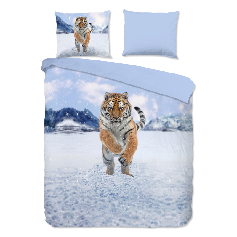 Dekbedovertrek Katoen-Flanel - Zelda - Tweepersoons (200x200 Cm) - Meerkleurig & Wit & Blauw Flanel Katoen - Natuur & Dieren - Good Morning - Dekbed-Discounter.nl