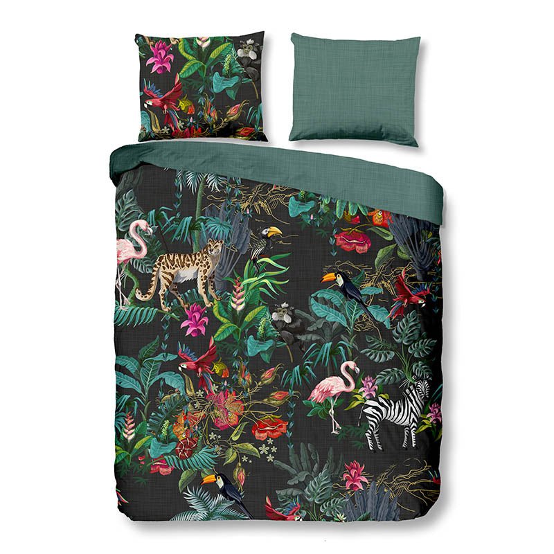 Dekbedovertrek Katoen - Funky - Lits-Jumeaux (240x220 Cm) - Meerkleurig & Groen Katoen - Natuur & Bloemen & Dieren - Good Morning - Dekbed-Discounter.nl