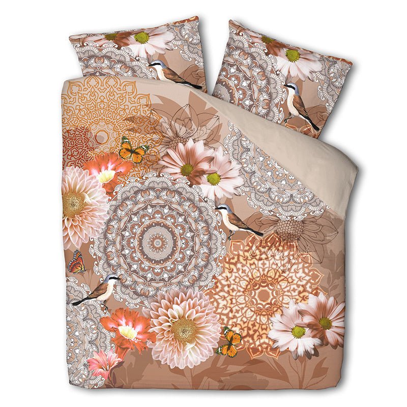 Dekbedovertrek Katoen - Mandala Flower - Lits-Jumeaux (240x240 Cm) - Meerkleurig & Roze Katoen - Natuur & Bloemen - Cloud Nine - Dekbed-Discounter.nl