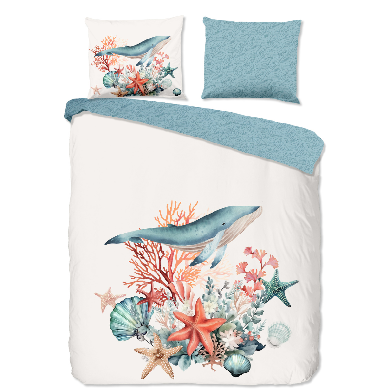 Dekbedovertrek Katoen - Ocean - Lits-Jumeaux (240x220 Cm) - Wit & Meerkleurig Katoen - Dieren - Good Morning - Dekbed-Discounter.nl
