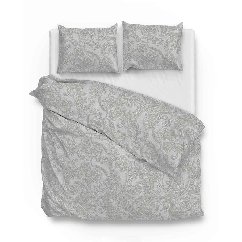Dekbedovertrek Katoen - Paisley Di Lino - Dove Grey - Eenpersoons (140x200 Cm) - Grijs Katoen-satijn - Patroon - Zo!Home - Dekbed-Discounter.nl