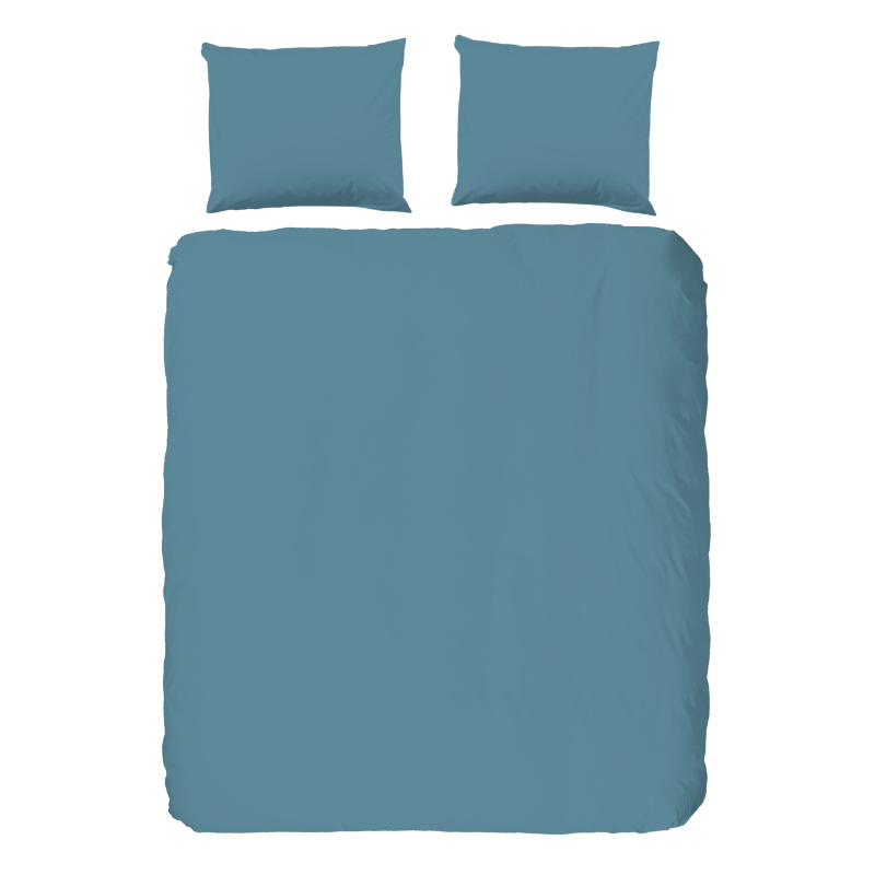 Dekbedovertrek Katoen-Percale - Blauw - Eenpersoons (140x200 Cm) - Blauw Katoen Percale Katoen - Effen - Good Morning - Dekbed-Discounter.nl