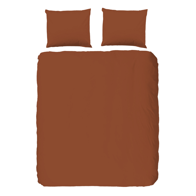 Dekbedovertrek Katoen-Percale - Terra - Tweepersoons (200x200 Cm) - Bruin Katoen Percale Katoen - Effen - Good Morning - Dekbed-Discounter.nl