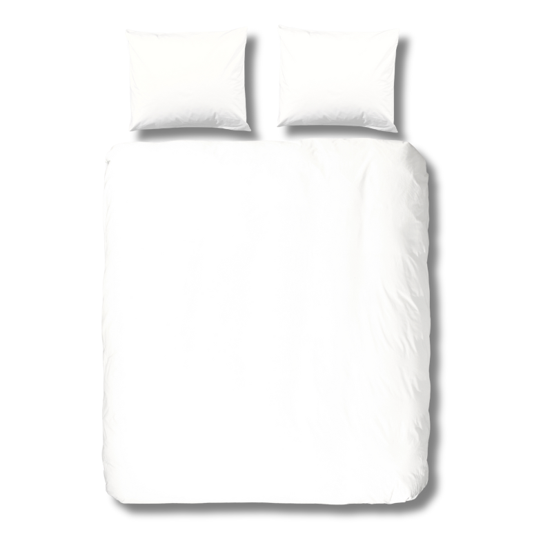 Dekbedovertrek Katoen-Percale - Wit - Eenpersoons (140x200 Cm) - Wit Katoen - Effen - Good Morning - Dekbed-Discounter.nl