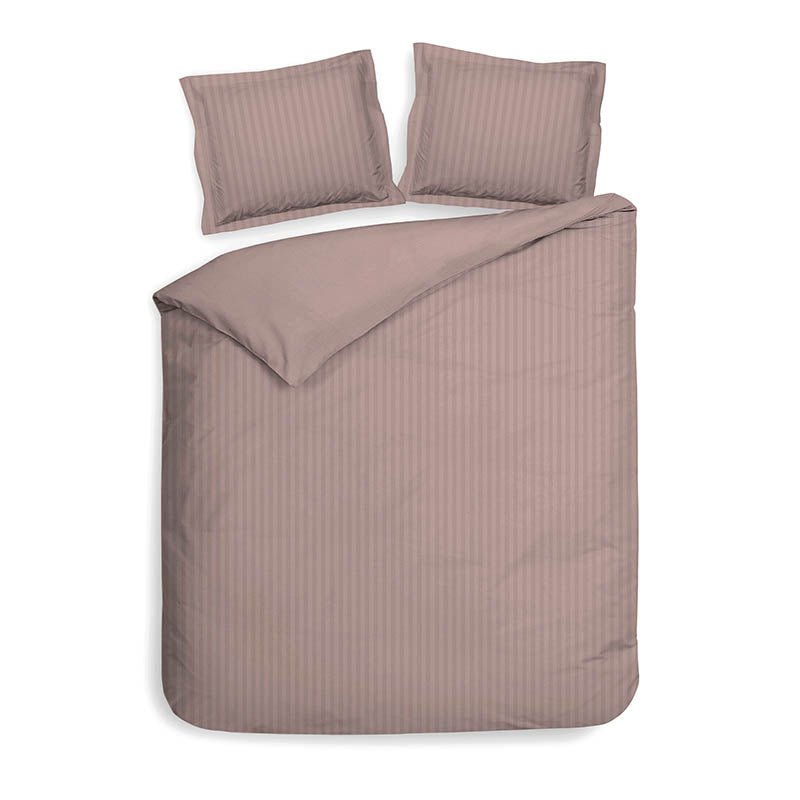 Dekbedovertrek Katoen-Satijn - Banda - Licht Rosé - Lits-Jumeaux XL (260x200 Cm) - Roze Katoen-satijn - Strepen - Heckett Lane - Dekbed-Discounter.nl