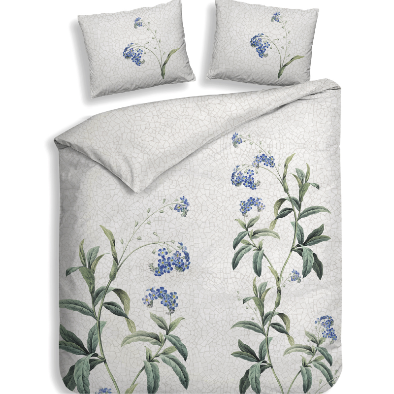 Dekbedovertrek Katoen-Satijn - Double Face - Lacie - Lits-Jumeaux (240x220 Cm) - Grijs Katoen-satijn - Bloemen - Heckett Lane - Dekbed-Discounter.nl