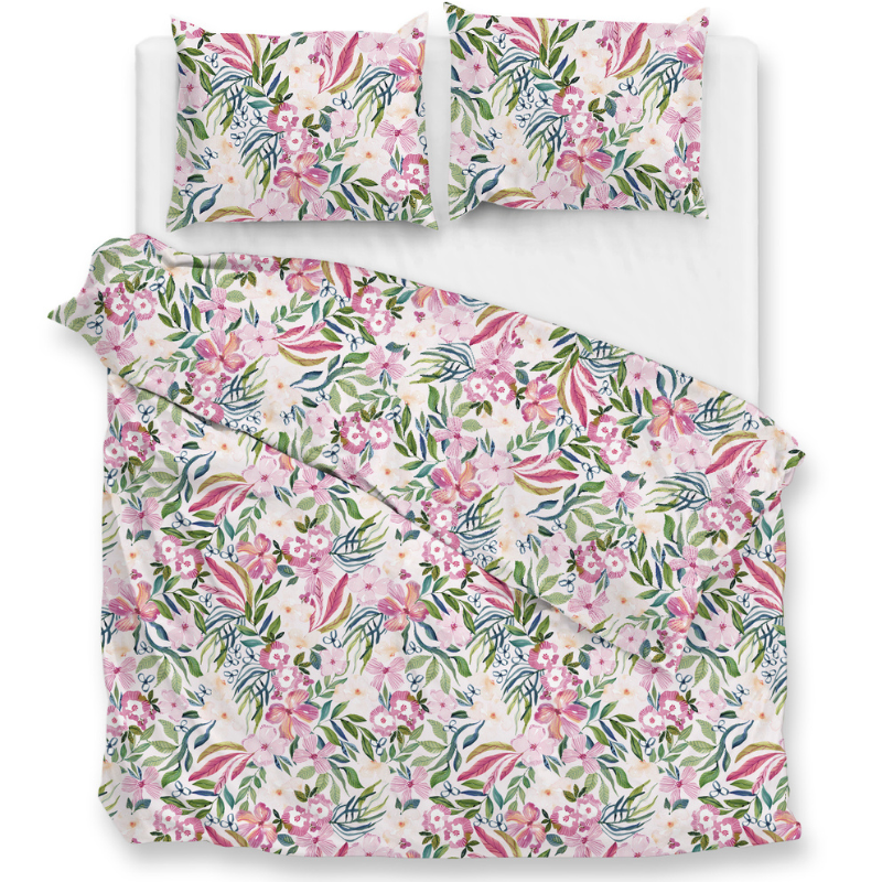 Dekbedovertrek Katoen-Satijn - Evita - Lits-Jumeaux XL (260x200 Cm) - Meerkleurig Katoen-satijn - Bloemen - Zo!Home - Dekbed-Discounter.nl