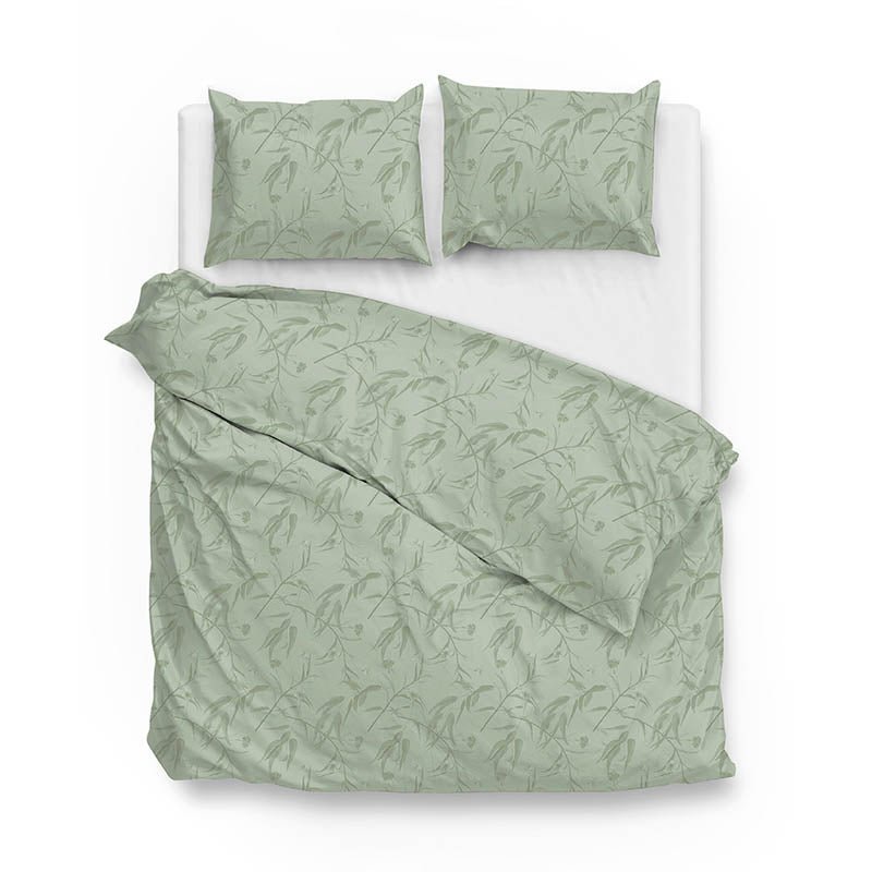 Dekbedovertrek Katoen-Satijn - Fiora Di Satinado - Foam Green - Tweepersoons (200x200 Cm) - Groen Katoen-satijn - Natuur - Zo!Home - Dekbed-Discounter.nl