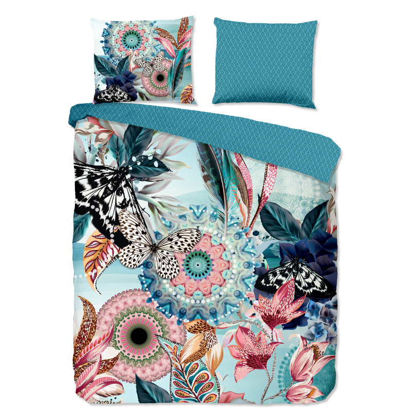 Dekbedovertrek Katoen-Satijn - Maximilian - Eenpersoons (140x200 Cm) - Meerkleurig & Blauw Katoen-satijn Katoen - Dieren & Natuur & Bloemen - HIP - Dekbed-Discounter.nl